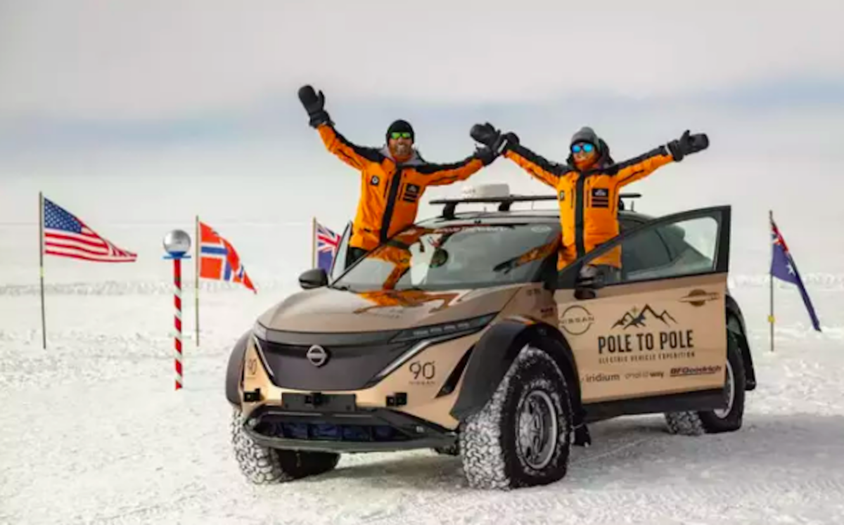 record de voiture électrique : parcours du pôle nord au